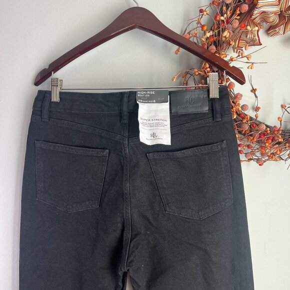 Lauren Ralph Lauren BLACK LABEL Women's Satin-Stripe High-Rise Boot Jeans Sz 8 - Picture 7 of 11